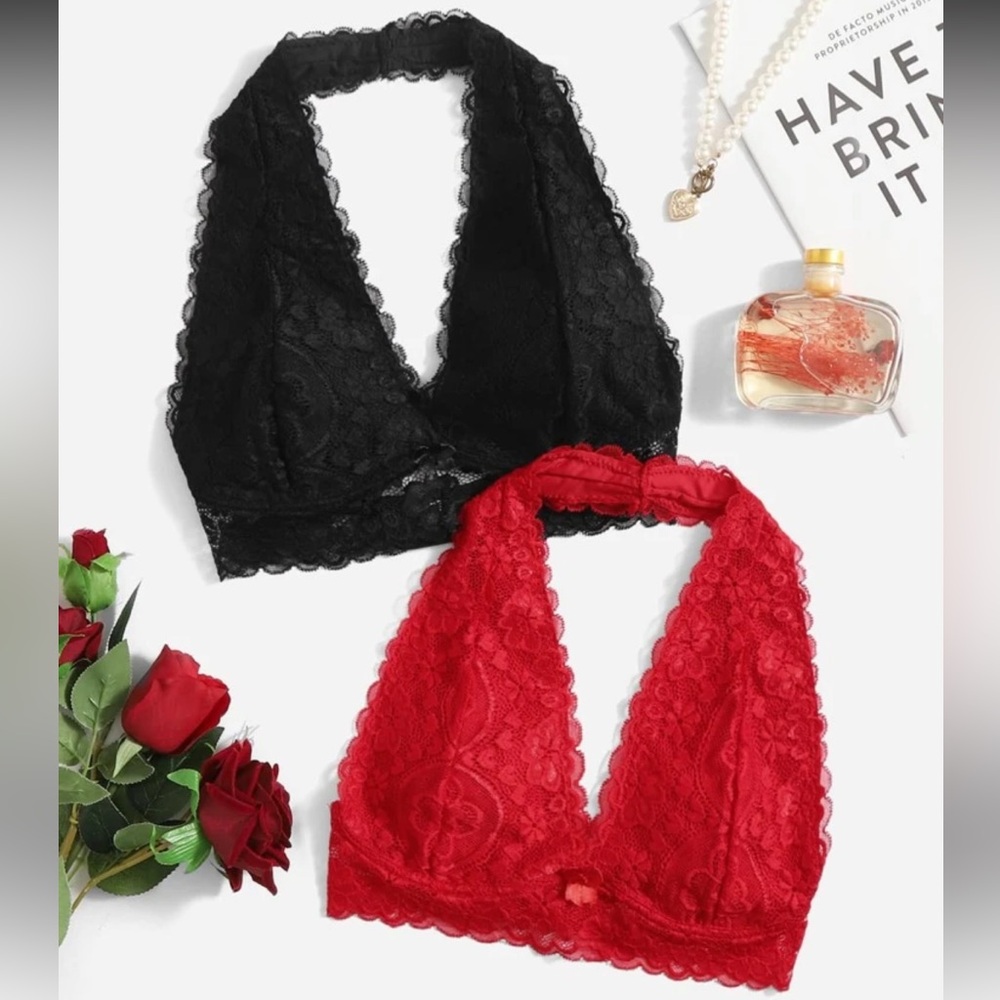 Shein 2 Pack Floral Lace Bralettes